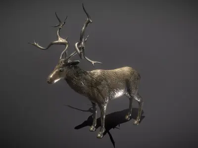 Deer Bronze Statue Low-poly 3D model