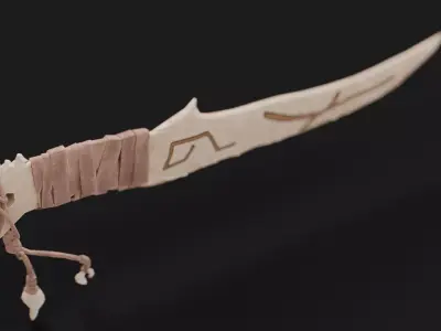 Ancient Bone Knife Low-poly 3D model