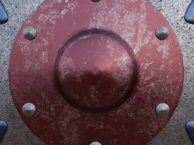 Painted Shield Low-poly 3D model