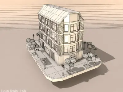 Cartoon City Building Low-poly 3D model