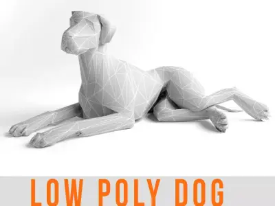 Low Poly Dog Great Dane Animal Lowpoly Low-poly 3D model