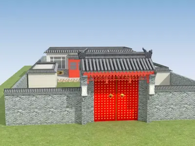 Chinese ancient courtyard house 3D model