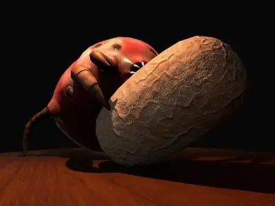 Worker Insect guarding an egg Low-poly 3D model