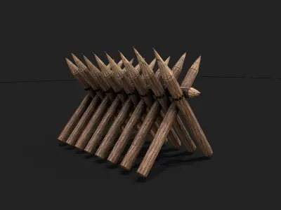 Wooden Fence Barricade Castle Fort Low-poly 3D model