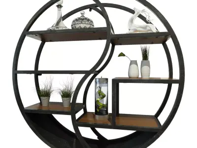 Floating Shelves for Wall Round Wood Shelves Wall Mounted Black Free 3D model
