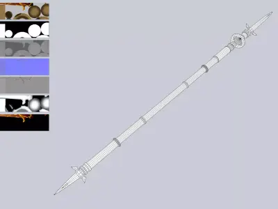 Fire spear Low-poly 3D model