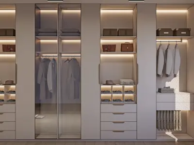 Dressing room  Wardrobe closet full Scene 3D model