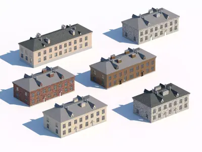 Soviet-style residential buildings pack 3D model