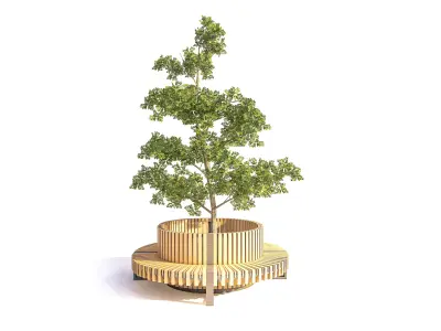 Modern Circular Tree Planter Bench 3D Model Low-poly 3D model