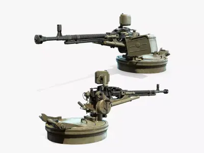 DShK Machine Gun Turret for ASU-85 Low-poly 3D model