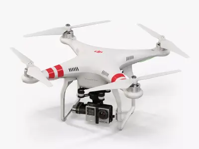 DJI Phantom 2 Quadcopter with GoPro HERO4 Low-poly 3D model