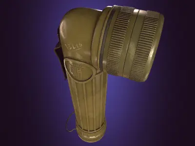 USA old Flashlight Low Poly PBR 2K Low-poly 3D model