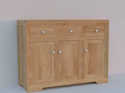 Oak Wood Sideboard Cupboard Free 3D model