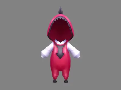 Cartoon purple dragon costume - cosplay Low-poly 3D model
