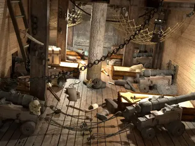 Cabin to sleep pirate ship 3D model