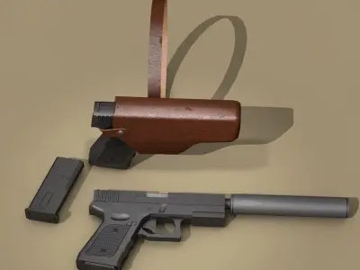 9mm handgun 3D model