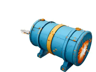 Stylized Cartoon Firing Cannon Low-poly 3D model