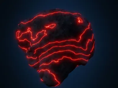 Volcanic Floating Island Low-poly 3D model