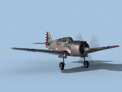 Curtiss P-36C Hawk V07 USAAF 3D model