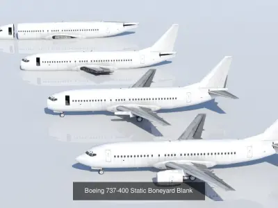 5 Low Poly Blank Boneyard Aircraft Static 3D Model Collection