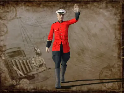 Steampunk Officer Rigged Animated Low-poly 3D model