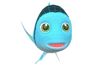 Humphead Cichlid Fish Cartoon Animated Low-poly 3D model