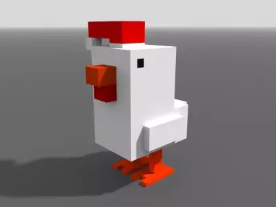 Voxel Festive Chicken Low-poly 3D model