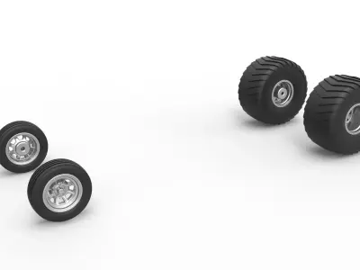 Wheel set of 2wd Pulling truck Scale 1 to 25 3D print model