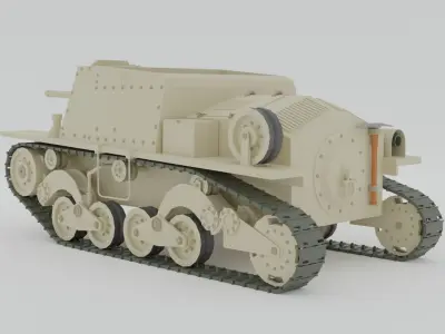 Cartoon Semovente L40 da 47-32 Tank 3D model