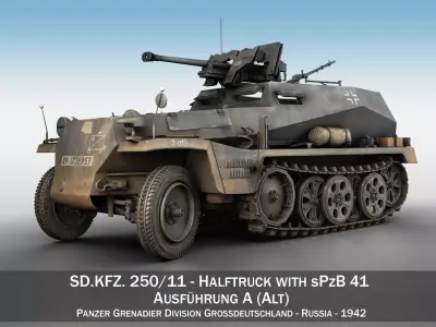 SDKFZ 250 11 - Halftruck with sPzB 41 - PzGrenDiv 3D model