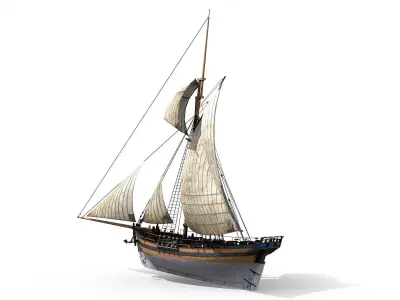 HMS Alert 1777 Cutter Low-poly 3D model