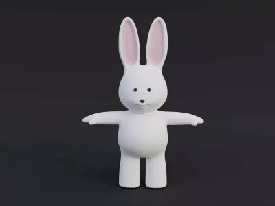 3d character with a head like a rabbit Low-poly 3D model