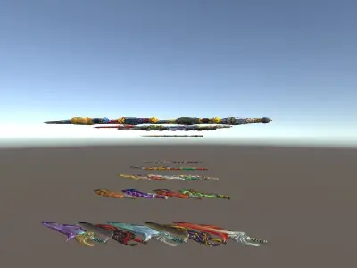 Cartoon Fantasy Weapons Swords Low-poly 3D model