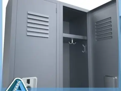 Lockers three metal 3D model