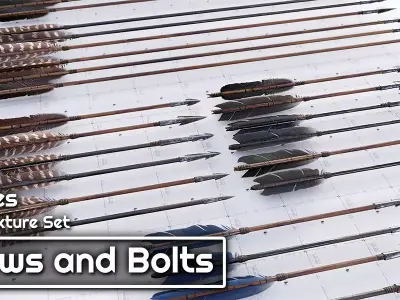 Arrows and Bolts 36 Types 3D AssetKit Free low-poly 3D model