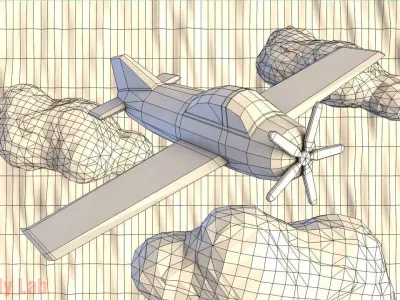 Cartoon  Plane AirCraft Low-poly 3D model