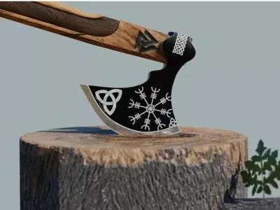 Viking ax high poly 3d model PBR 3D model