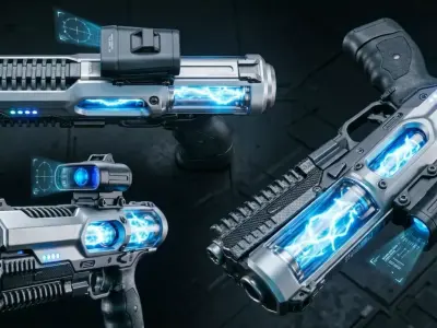 Cyberpunk Laser Pistol - Futuristic Weapon 3D Model Low-poly 3D model