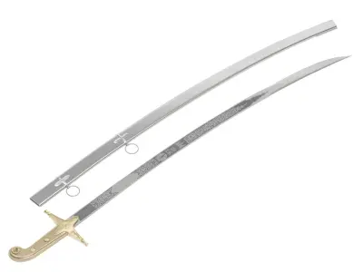 Scimitar japanese samurai sword Low-poly 3D model