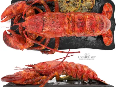 lobster set on slate 3D model