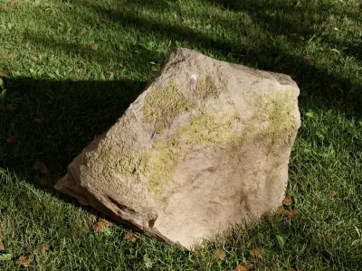  Warm Toned Mossy Smooth Large Rock Boulder Model 