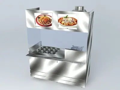 Kit stainless steel kitchen with stove and oven Free 3D model
