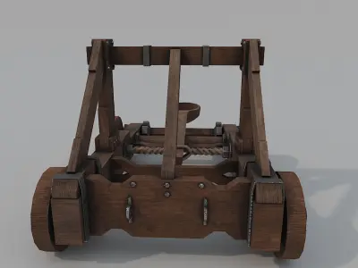 Catapult wooden Low-poly 3D model
