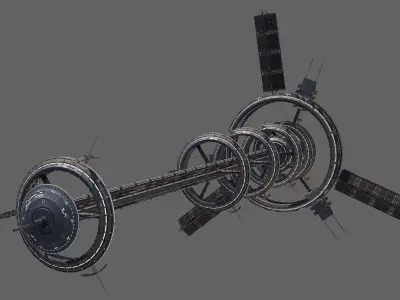 Space Station 4 Low Poly  Low-poly 3D model