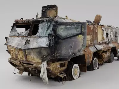 russian KAMAZ-63968 Typhoon-K destroyed by Ukrainian army 3D model