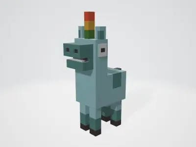 Crossy Road type game Unicorn and Rider Low-poly 3D model