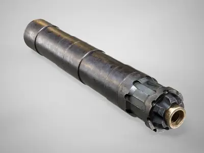 Rugged Obsidian Silencer - 9mm Hundgun Suppressor AAA Low-poly 3D model