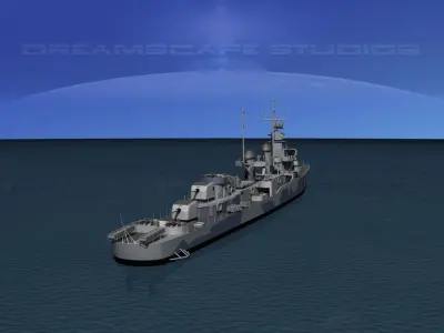 Fletcher Class Destroyer DD-473 USS Bennett 3D model