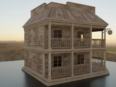 Western Saloon Low-poly 3D model