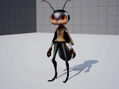 Humanoid Cricket Stylized Low-poly 3D model